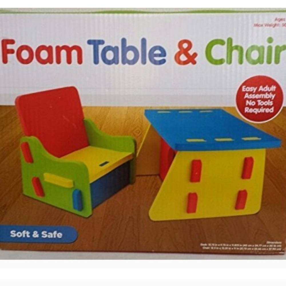 Foam chair and table set.